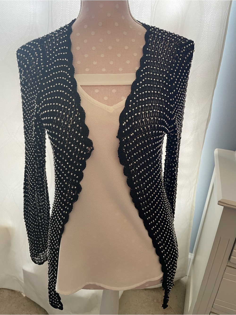 Alberto Makali Black Beaded Knit Topper